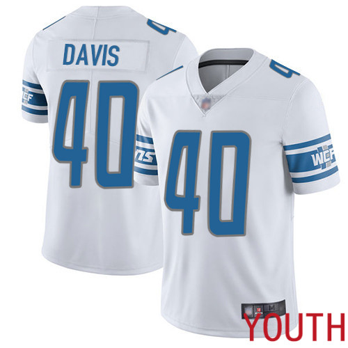 Detroit Lions Limited White Youth Jarrad Davis Road Jersey NFL Football 40 Vapor Untouchable